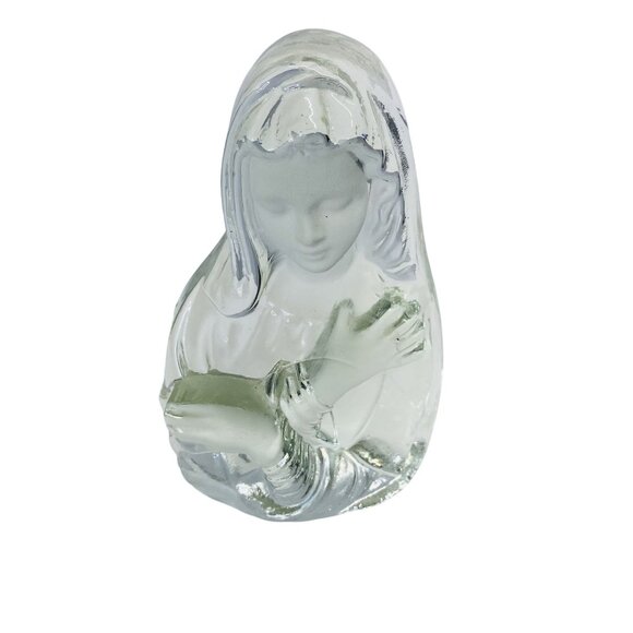 Vintage Viking Hand Made Glass Madonna Virgin Mary Figurine 7" Tall Religious De - Picture 1 of 4